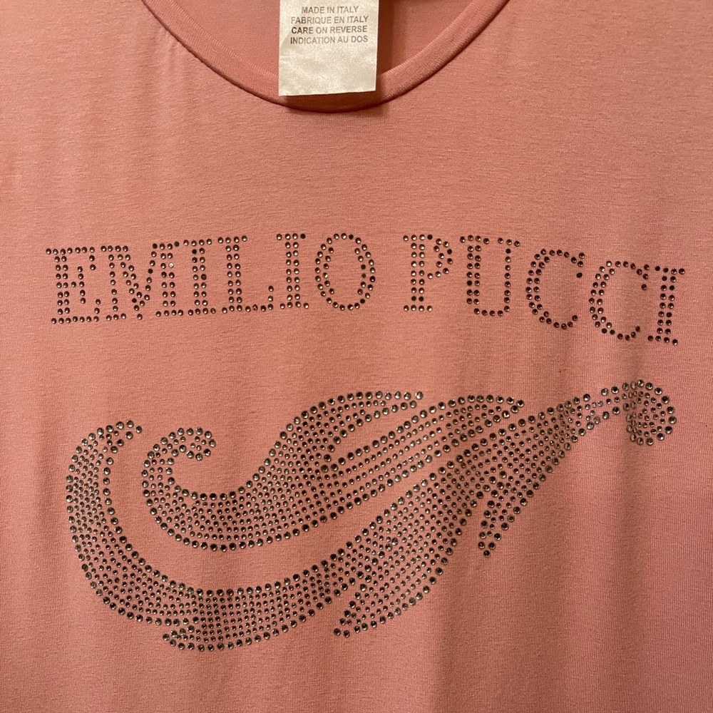 Emilio Pucci baby pink rhinestone tshirt - Picture 7 of 7